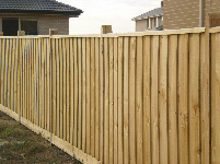 Paling fence beside house